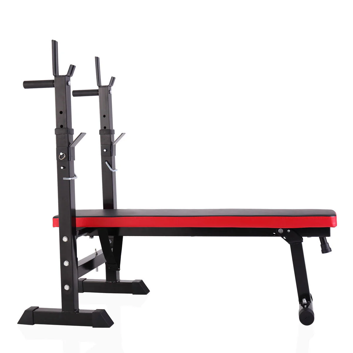Kepooman Adjustable Folding Fitness Barbell Rack & Weight Bench Set for Home Gym, Strength Training